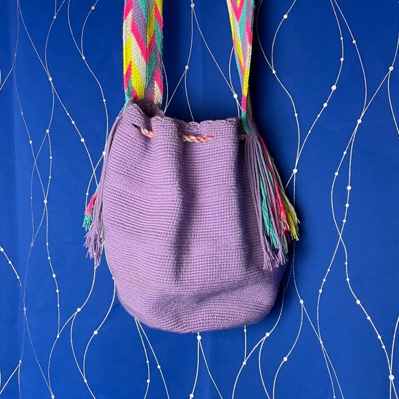 Authentic Mochilas Wayuu Bag. Handmade Colombian Purple Tote for Women! - Picture 3 of 8
